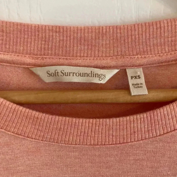 Soft Surroundings Womens Keyhole Sleeves Peach Crewneck Soft Sweatshirt - Picture 3 of 6